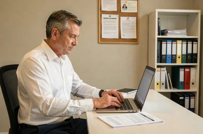 Homme consultant une liste de vérification pour éviter les erreurs lors d'une inscription à l'ordre du jour de CAL